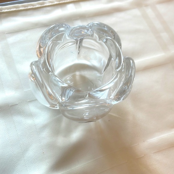 ROYAL COPENHAGEN Crystal LOTUS Votive Candle Holder w/Sticker Denmark - Picture 2 of 4